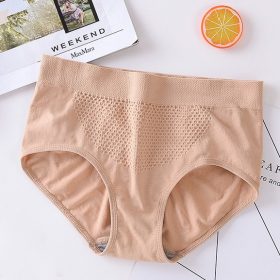 Women Panties Cotton Briefs Low Shaping Panties/Shapewear 3D Honeycomb Underwear Panties - Khaki