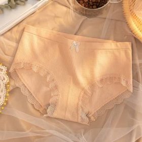 Women Seamless Cotton Panties Sexy Briefs Girl Lace Underwear SZ214 - Khaki - Image 1