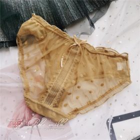 Japanese Sweet Cute Girl Gauze Sexy Panties Female Low Waist Temptation Ladies Briefs Princess Soft Cute SZ080 - Yellow