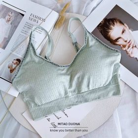 Women's Tube Top Summer Underwear With Chest Pad Gather Students Sexy Beautiful Back Bottoming Vest SZ102 #7003 - Green - Image 1