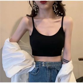 Women's Tube Top Summer Underwear With Chest Pad Gather Students Sexy Beautiful Back Bottoming Vest SZ102 #2101 - Black
