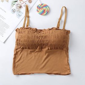 Women's Tube Top Summer Underwear With Chest Pad Gather Students Sexy Beautiful Back Bottoming Vest SZ102 #6842 - Brown