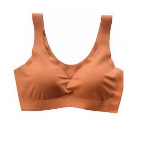 Women Bra Seamless Beauty Back Underwear Ladies Bra Shockproof Sports Sleep Bra Yoga Bra Without Steel Ring SZ118 - Orange