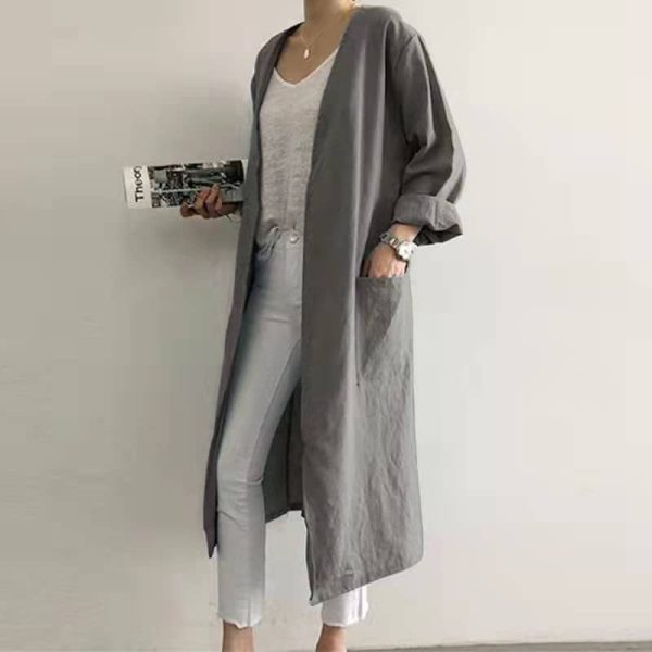 Women's Causal Plus Size Spring Long Sleeve Cardiga Cardigans SZ222 - Gray