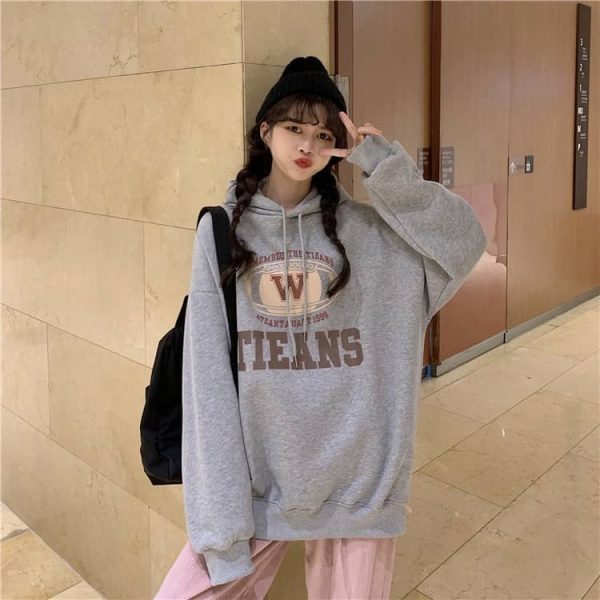 Women Hoodie SweaterShirt Korean Loose Lazy Letter Printing Hooded Jacket Thin student Sweater SZ243 - Gray
