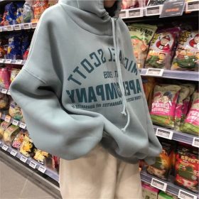Oversized Hoodie Sweater Ulzzang English Letter Printed Hooded Sweatshirt Couple Wear Sportswear SZ249 - Green