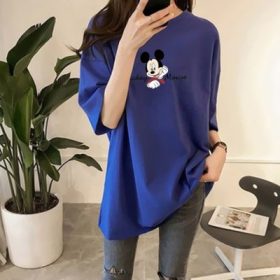 Women Blouse T Shirt Summer Mickey Printed Short Sleeve T Shirt Student Loose Summer Tops Women Shirt SZ115 - #1931 Blue - Image 1
