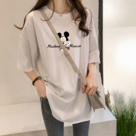 Women Blouse T Shirt Summer Mickey Printed Short Sleeve T Shirt Student Loose Summer Tops Women Shirt SZ115 - #1931 White