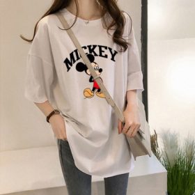 Women Blouse T Shirt Summer Mickey Printed Short Sleeve T Shirt Student Loose Summer Tops Women Shirt SZ115 - #1930 White