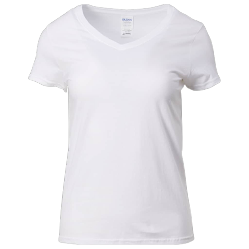 Gildan Ladies Adult Plain Softstyle V-Neck T-Shirt 63V00L - White
