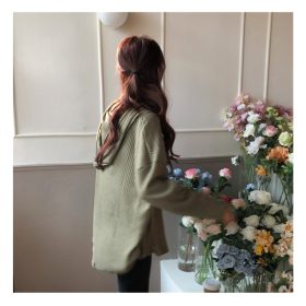 Korean Style Loose Harajuku Style Thin Hooded Pullover Sweater Women Long Sleeve Sweatshirt SZ193 - Green - Image 3