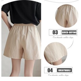 Summer New Women Cotton And Linen Shorts Loose Sports Casual High Waist Plus Size A Word Linen Wide leg SZ105 - Green - Image 5