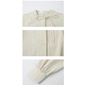 Women Long Dress Max Dress With Waist Tie Round Neck Long Sleeve Bottoming Dress Women SZ246 - White - Image 5