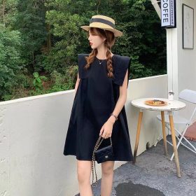 New Women Dress Solid Color Temperament Sleeveless A Line Skirt INS Light Cooked Style Skirt Ladies Dresses SZ194 - Black - Image 4