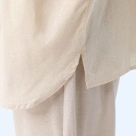 New 2022 Women Blouse Shirt Tops Solid Color Lantern Sleeve Cotton Line Shirt Nine-point Sleeve Ladies Shirt SZ266 - Apricot - Image 6