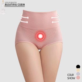 Women Panties Cotton Briefs Low Shaping Panties/Shapewear 3D Honeycomb Underwear Panties - Pink - Image 3