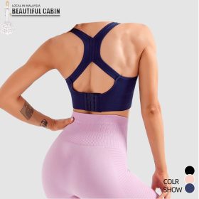 New Row Buckle Back Adjustable Ms. Sports Bra Quick-Drying Shockproof Yoga Running Fitness Bra SZ096 - Blue - Image 4