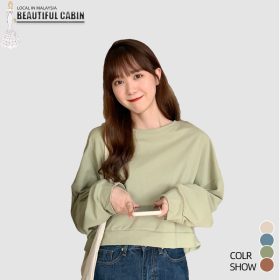 Loose Thin Sweater Women Casual Short Round Neck Long Sleeve Sweatershirt Ladies Tops SZ191 - Light Brown - Image 5