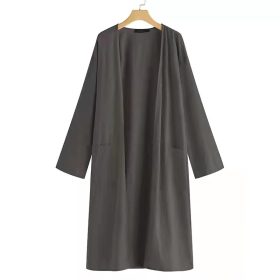 Women's Causal Plus Size Spring Long Sleeve Cardiga Cardigans SZ222 - Gray - Image 3