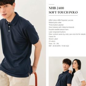 GILDAN x NORTH HARBOUR Cotton Polyester Premium Polo Unisex Adult Men Women Polo Shirt Soft-Touch Plain Polo NHB2400 - Sapphire - Image 5