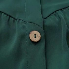 Women Lantern Sleeve Buttons Muslim Loose Casual Maxi Dress SZ219 - Dark Green - Image 7