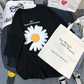 Little Daisy Short Sleeved T-shirt Fashion Loose Cover Meat Thin Female Student Top SZ087 - Black - Image 2