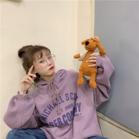 Oversized Hoodie Sweater Ulzzang English Letter Printed Hooded Sweatshirt Couple Wear Sportswear SZ249 - Purple - Image 2