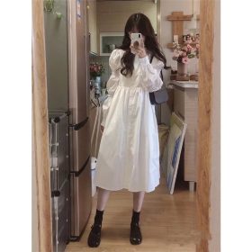 Long Sleeve Dress Design Sense A-line Shirt Long Dress White Maxi Dress SZ282 - Image 8