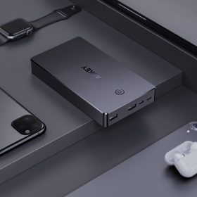 AUKEY PB-N36 20000mAh Power Bank 3.4A Dual Turbo Recharge AiPower With iOS Lightning Input (+ USB C Cable) - Black - Image 4