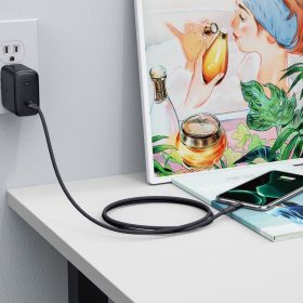 AUKEY CB-AKL3 MFI 60W Fast Charge USB C To Lightning Kevlar Cable (1.2m) - Black - Image 7