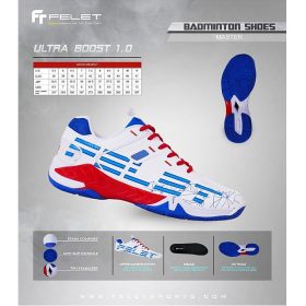 FELET Badminton Shoes Series - Ultra Boost Red Black - Image 3