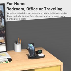 AUKEY LC-A3 3 in 1 AirCore Wireless Charging Station Stand with Airpod Apple Watch Charging Dock Fast Charger - Black - Image 6
