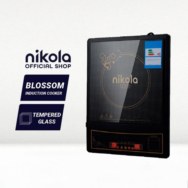 NIKOLA Blossom Series Induction Cooker 2200W Tempered Glass With Touch Screen Menu (IC200) - Black