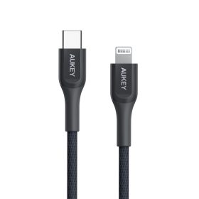 AUKEY CB-AKL3 MFI 60W Fast Charge USB C To Lightning Kevlar Cable (1.2m) - Black - Image 3