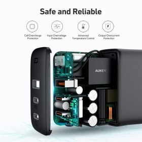 AUKEY PA-B6S Omnia 90W 3-Port MacBook Pro Charger with GaNTech PD Charger USB C Fast Charger Laptop Charger QC 4.0+ PPS - Black - Image 5