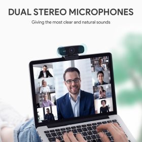 AUKEY PC-W3 Impression 1080p Webcam Live Streaming Camera with Stereo Microphone - Black - Image 5