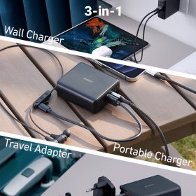 AUKEY PA-PD20 PowerDuo 5K 20W PD Power Bank with Integrated Outlet - Black - Image 3