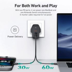AUKEY PA-B6S Omnia 90W 3-Port MacBook Pro Charger with GaNTech PD Charger USB C Fast Charger Laptop Charger QC 4.0+ PPS - Black - Image 7