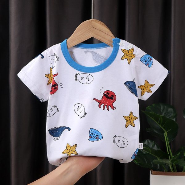 (Ready stock) Sea Baby Boy / Girl Kid Cotton T-shirt for New born to 7 Years old - White