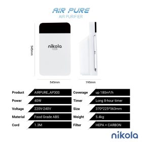 NIKOLA AirPure Air Purifier AP300 (Japan Technology) - White - Image 3
