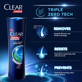 CLEAR MEN Shampoo Cool Sport Menthol Anti-Dandruff 315ml - Image 4