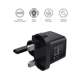 AUKEY PA-U32 4.8A Universal Dual Port AiPower Mini Travel Charger (12W) - Black - Image 5
