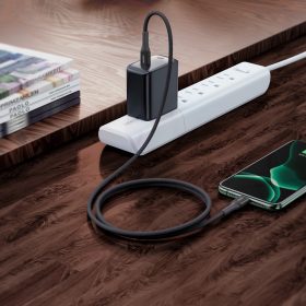 AUKEY CB-AKL3 MFI 60W Fast Charge USB C To Lightning Kevlar Cable (1.2m) - Black - Image 6