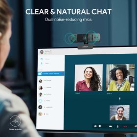 AUKEY PC-LM7 Webcam With Privacy Cover 1080P Full HD With Dual Noise-Reducing Mic For Online Meeting & Streaming - Black - Image 7