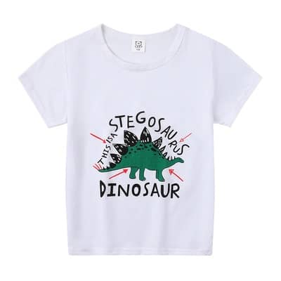(Ready stock) Dinosaur Stegosaurus Boy / Girl Kid T-shirt for 2 to 7 Years old - White