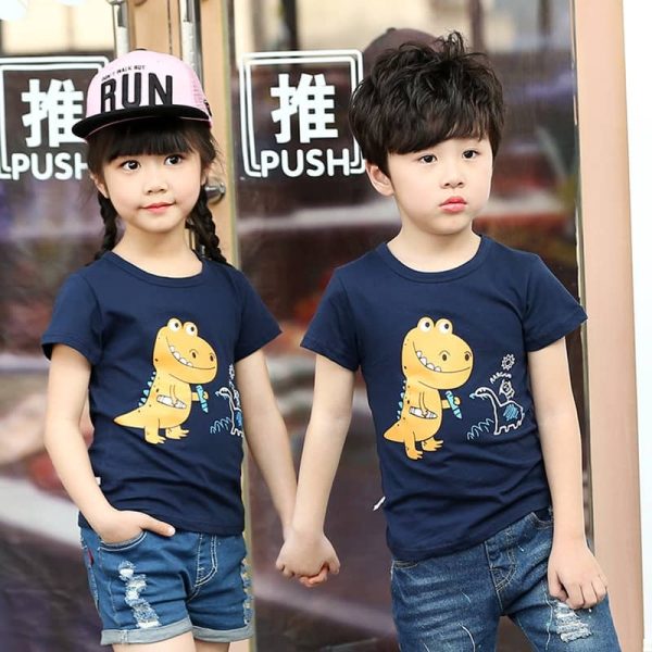 (Ready stock) Dinosaur Boy / Girl Kid T-shirt for 2 to 9 Years old - Navy Blue