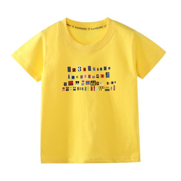 (Ready stock) Alphabet Boy / Girl Kid T-shirt for 2 to 9 Years old - Yellow