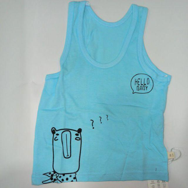 (Ready stock) Hello Baby Boy / Girl Baby Kid Singlet - New born to 5 years old - Blue - Image 1