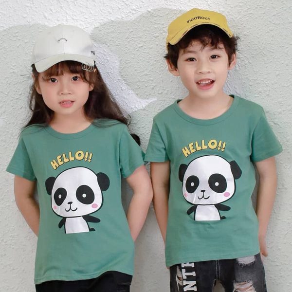 (Ready stock) Panda Girl Kid T-shirt for 2 to 9 Years old - Green