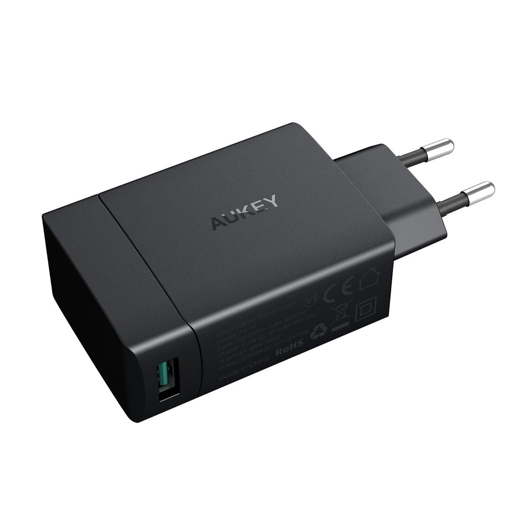 AUKEY PA-Y7 AMP Duo Power Delivery 3.0 USB C 1+2 Port Turbo Charger (29W) - Black - Image 4
